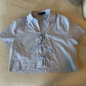 Small ZARA Light Blue Collared tie top